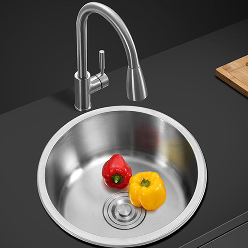 Sikunuo | Contemporary Single Bowl Kitchen Sink Round Stainless Steel Sink with Drain Strainer Set