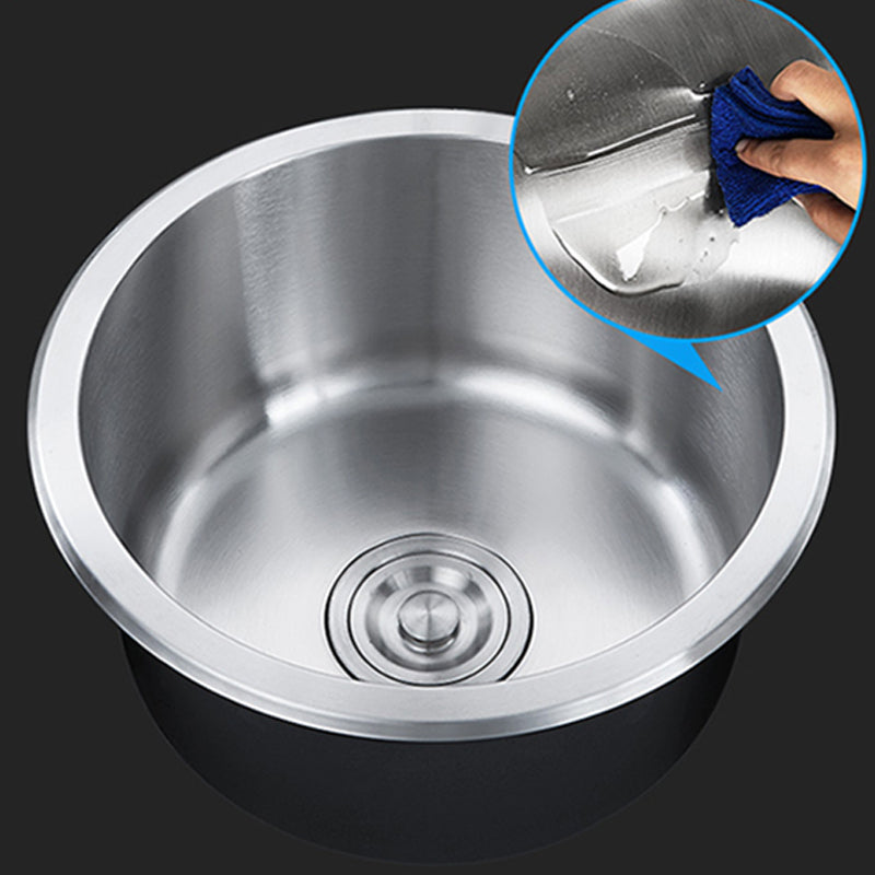 Sikunuo | Contemporary Single Bowl Kitchen Sink Round Stainless Steel Sink with Drain Strainer Set