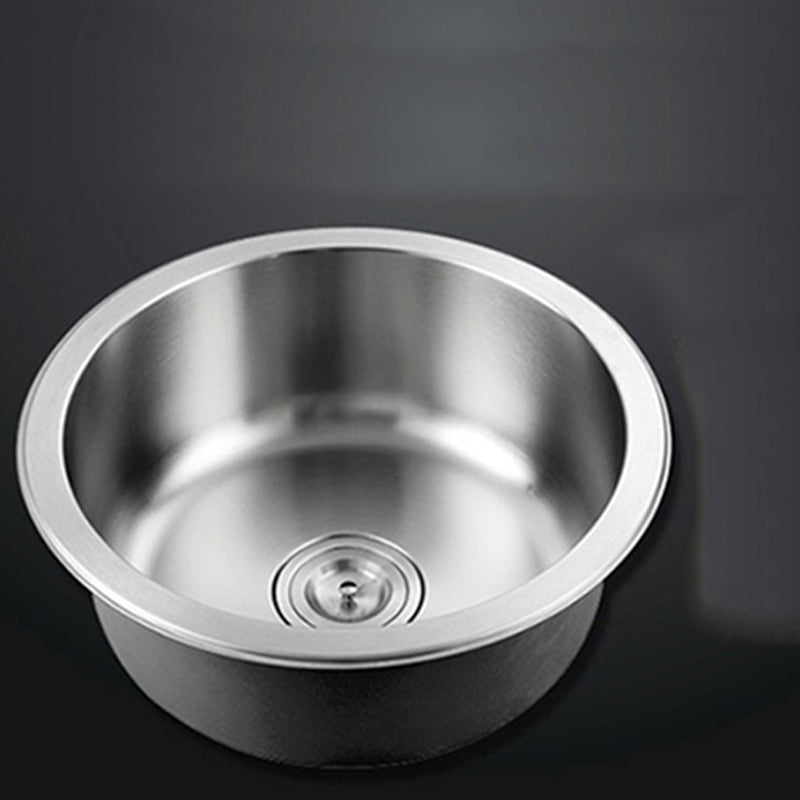 Sikunuo | Contemporary Single Bowl Kitchen Sink Round Stainless Steel Sink with Drain Strainer Set