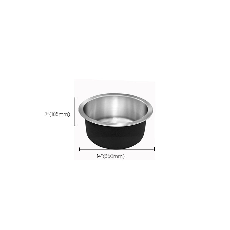 Sikunuo | Contemporary Single Bowl Kitchen Sink Round Stainless Steel Sink with Drain Strainer Set