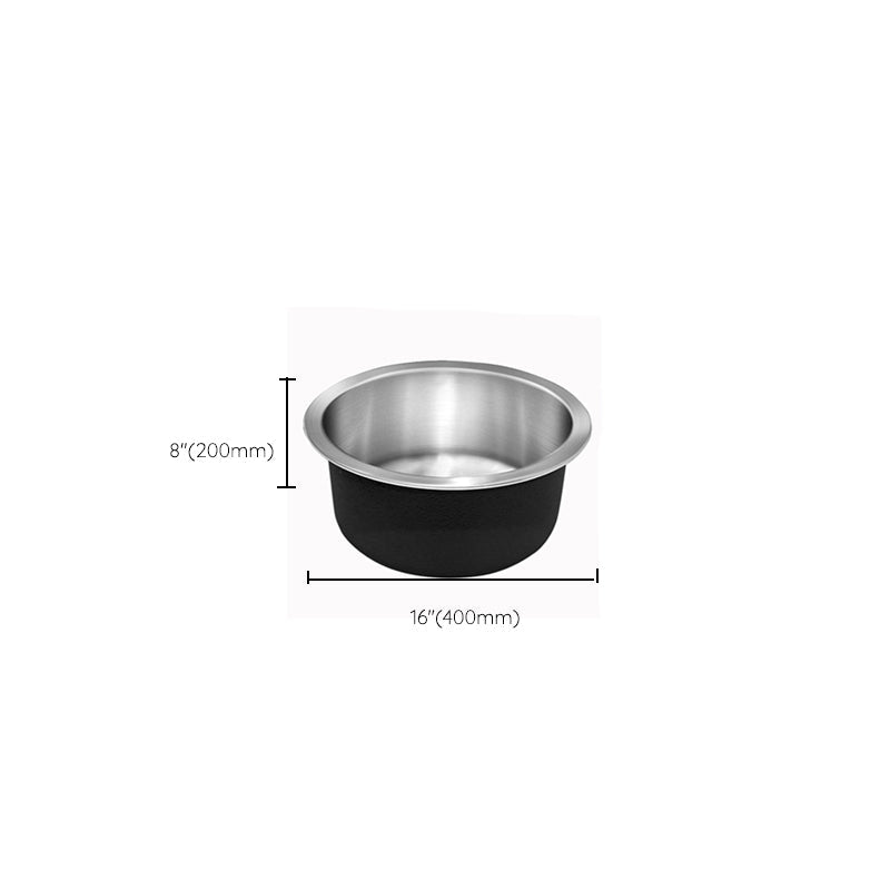Sikunuo | Contemporary Single Bowl Kitchen Sink Round Stainless Steel Sink with Drain Strainer Set