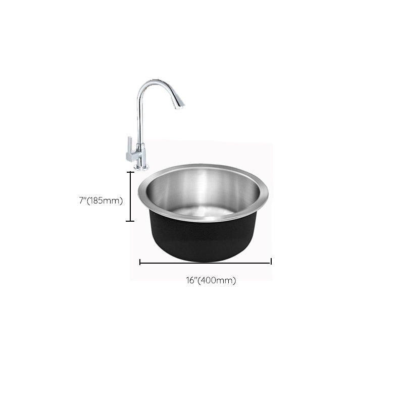 Sikunuo | Contemporary Single Bowl Kitchen Sink Round Stainless Steel Sink with Drain Strainer Set