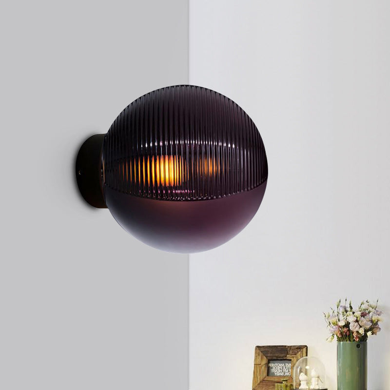 Sikunuo | Global Living Room Wall Mount Lighting Dark Purple Glass 1-Light Modern Wall Sconce