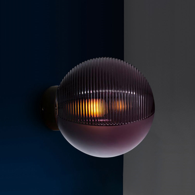 Sikunuo | Global Living Room Wall Mount Lighting Dark Purple Glass 1-Light Modern Wall Sconce