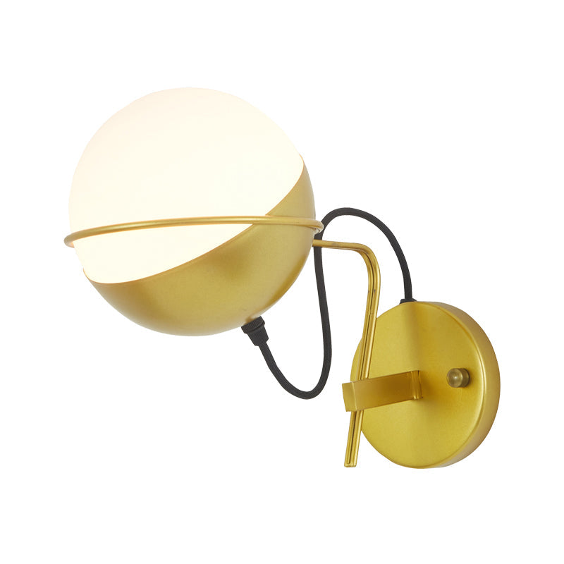 Sikunuo | Gold Ball Wall Sconce Lighting Postmodern 1 Light Metallic Wall Lamp Fitting with Loop