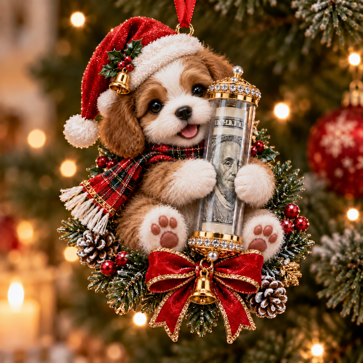 Christmas Cute Animal Cash Gift Ornament – Holiday Tree Decoration