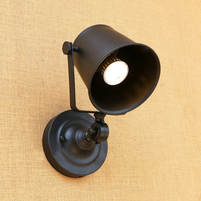 Sikunuo | Antique Style Bucket Wall Lamp Sconces 1 Light Iron Adjustable Wall Mounted Light in Black/Grey for Outdoor