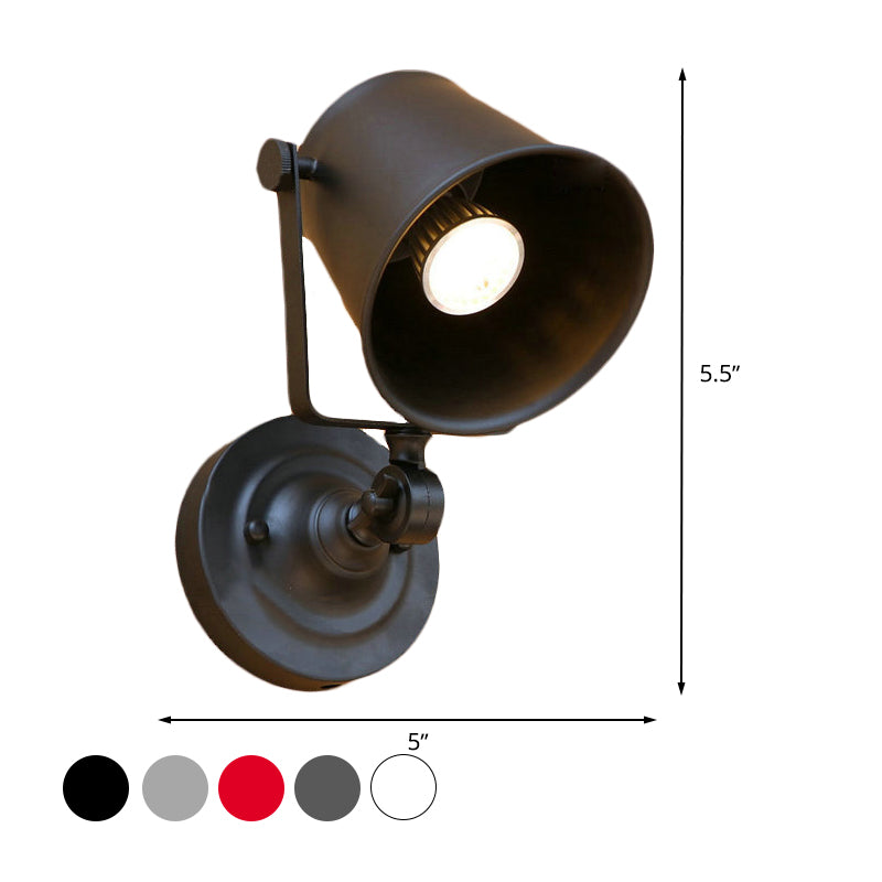 Sikunuo | Antique Style Bucket Wall Lamp Sconces 1 Light Iron Adjustable Wall Mounted Light in Black/Grey for Outdoor