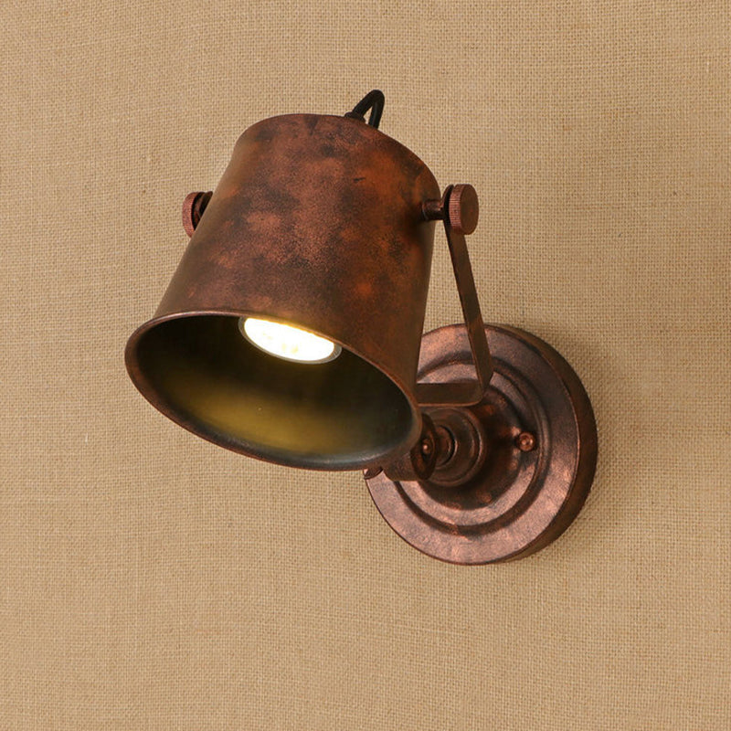 Sikunuo | Antique Style Bucket Wall Lamp Sconces 1 Light Iron Adjustable Wall Mounted Light in Black/Grey for Outdoor