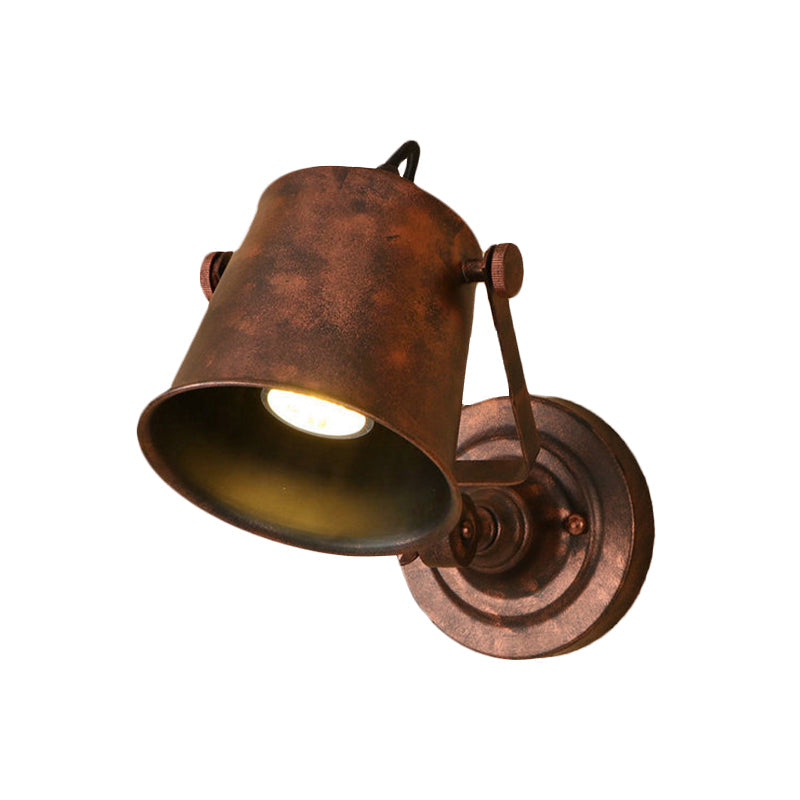 Sikunuo | Antique Style Bucket Wall Lamp Sconces 1 Light Iron Adjustable Wall Mounted Light in Black/Grey for Outdoor