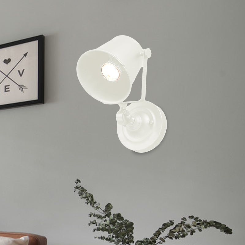Sikunuo | Antique Style Bucket Wall Lamp Sconces 1 Light Iron Adjustable Wall Mounted Light in Black/Grey for Outdoor