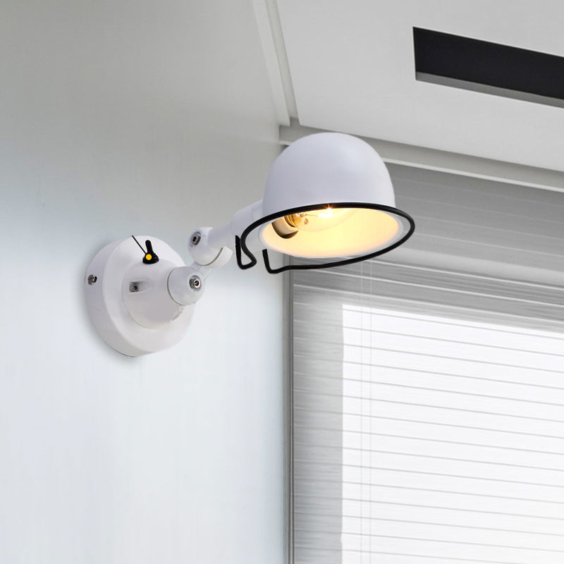 Sikunuo | Rust/White Dome Wall Lamp Sconces Retro Style 1 Light Dining Room Adjustable Wall Lighting with Ring