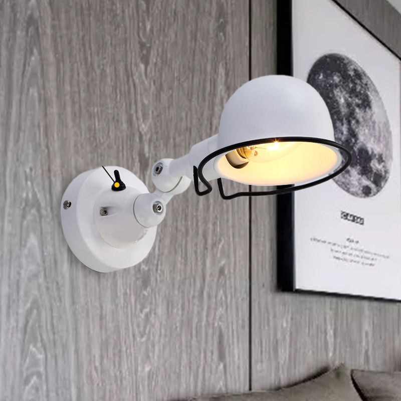 Sikunuo | Rust/White Dome Wall Lamp Sconces Retro Style 1 Light Dining Room Adjustable Wall Lighting with Ring