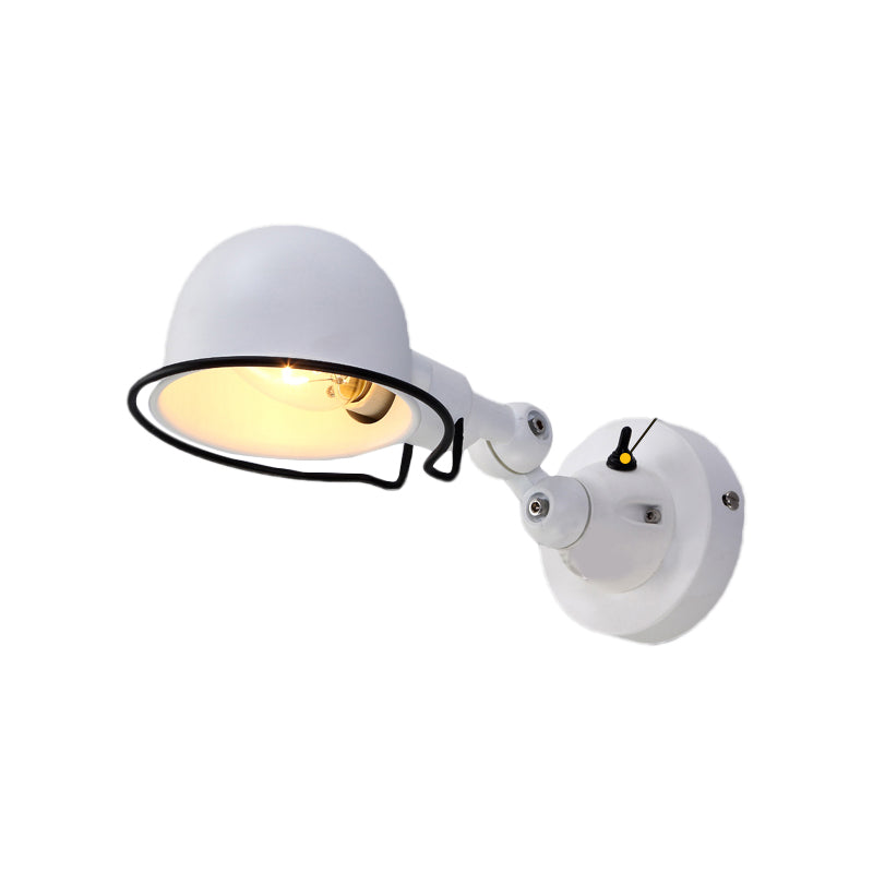Sikunuo | Rust/White Dome Wall Lamp Sconces Retro Style 1 Light Dining Room Adjustable Wall Lighting with Ring