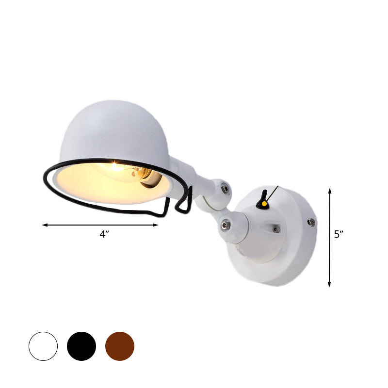 Sikunuo | Rust/White Dome Wall Lamp Sconces Retro Style 1 Light Dining Room Adjustable Wall Lighting with Ring
