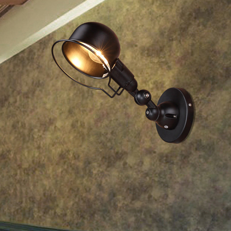 Sikunuo | Rust/White Dome Wall Lamp Sconces Retro Style 1 Light Dining Room Adjustable Wall Lighting with Ring