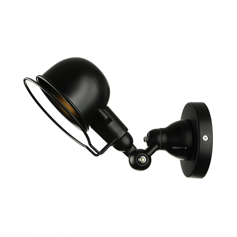 Sikunuo | Rust/White Dome Wall Lamp Sconces Retro Style 1 Light Dining Room Adjustable Wall Lighting with Ring