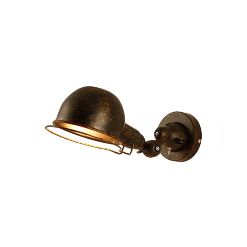 Sikunuo | Rust/White Dome Wall Lamp Sconces Retro Style 1 Light Dining Room Adjustable Wall Lighting with Ring