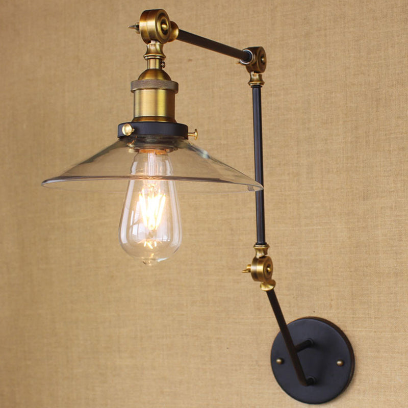 Sikunuo | Brass Width Torch Wall Lighting Antique Clear Glass 1 Light Café Wall Light Lighting System
