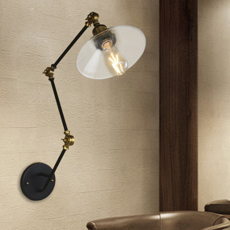 Sikunuo | Brass Width Torch Wall Lighting Antique Clear Glass 1 Light Café Wall Light Lighting System