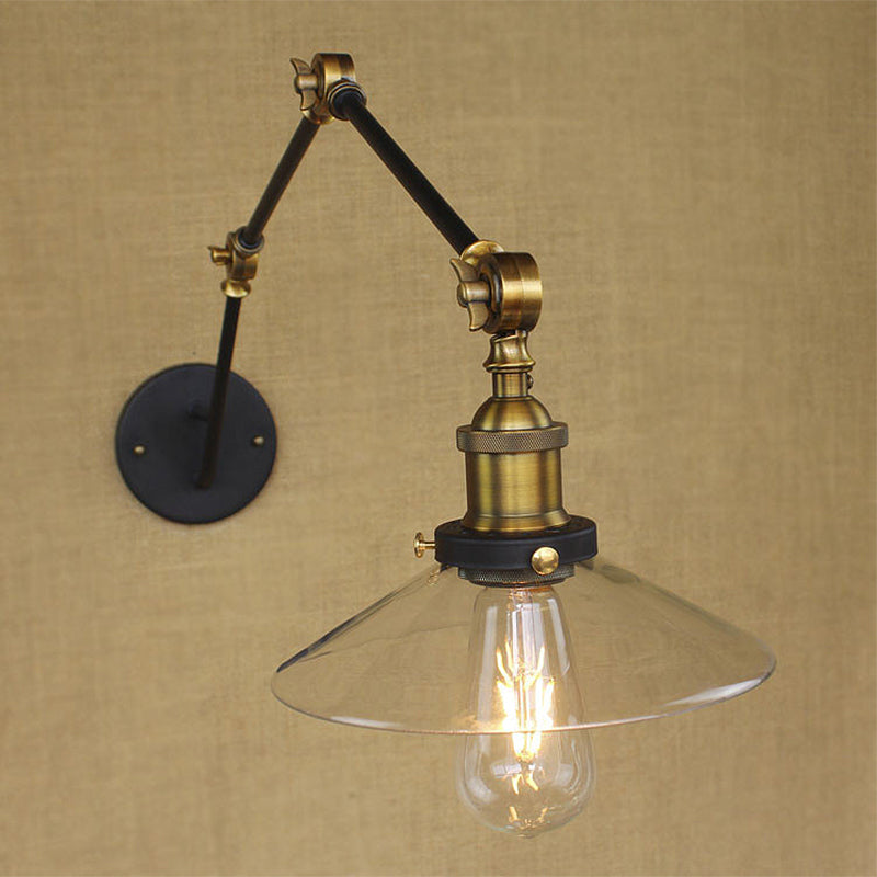 Sikunuo | Brass Width Torch Wall Lighting Antique Clear Glass 1 Light Café Wall Light Lighting System