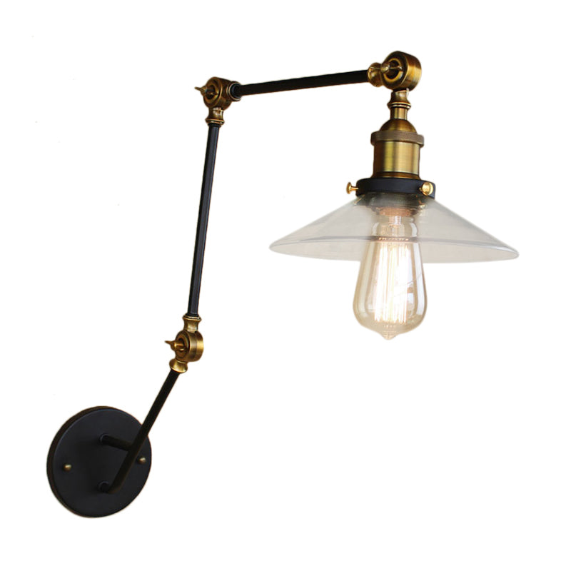 Sikunuo | Brass Width Torch Wall Lighting Antique Clear Glass 1 Light Café Wall Light Lighting System