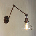 Sikunuo | Clear Glass Pear Shade Wall Lamp Antique 1 Light Living Room Lighting Fixture in Rustic Copper