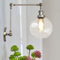 Sikunuo | Rustic Globe Wall Lighting Fixture 1 Bulb Clear Glass Sconces Light in Antique Brass