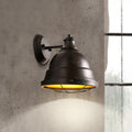 Sikunuo | 1 Head Wall Sconce Lamp Industrial Vintage Dome Shade Iron Wall Lighting with Wire Protection in Black/Copper