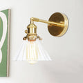 Sikunuo | Cone-Shaped Wall Lamp with Clear Rippled Glass Single Light Vintage Wall Lighting
