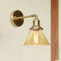 Sikunuo | Industrial Vintage Cone Wall Lamp Amber Ruffle Glass Adjustable 1 Light Wall Sconce