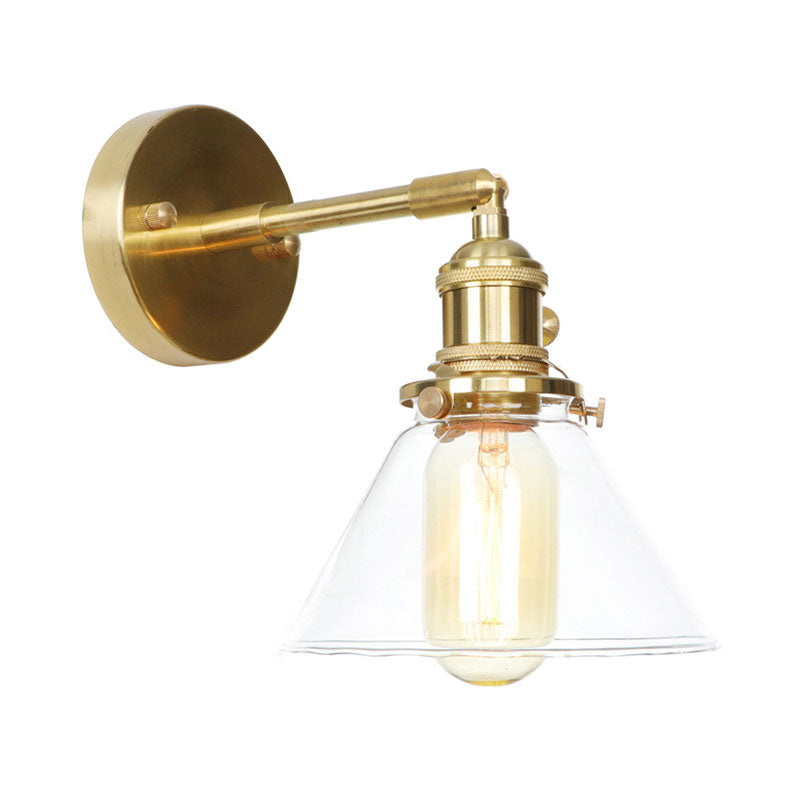 Sikunuo | Cone wall lamp 1 light clear glass rustic antique wall lighting for bedroom