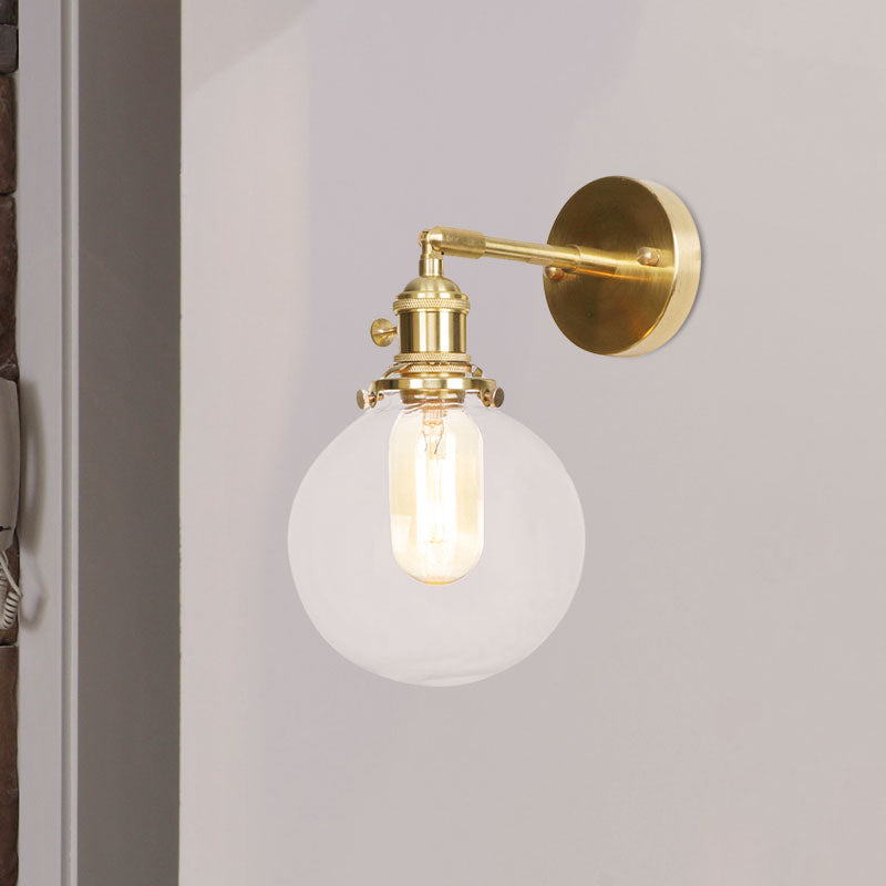 Sikunuo | Spherical Wall Lamp 1 Light Clear Glass Shade Industrial Wall Lamp Light for Porch