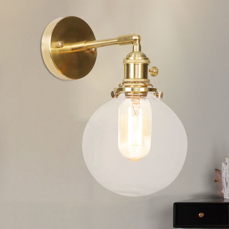 Sikunuo | Spherical Wall Lamp 1 Light Clear Glass Shade Industrial Wall Lamp Light for Porch