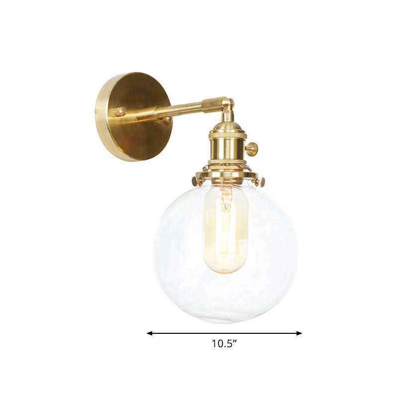 Sikunuo | Spherical Wall Lamp 1 Light Clear Glass Shade Industrial Wall Lamp Light for Porch