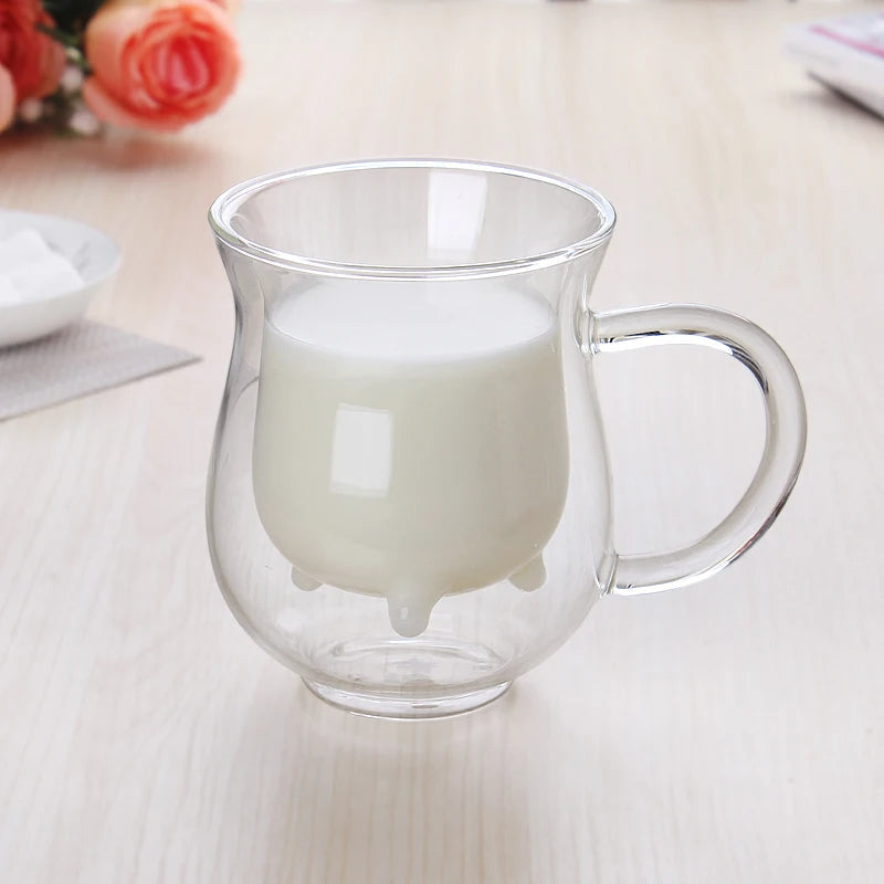 Sikunuo | Cow Double Layer Glass Mug