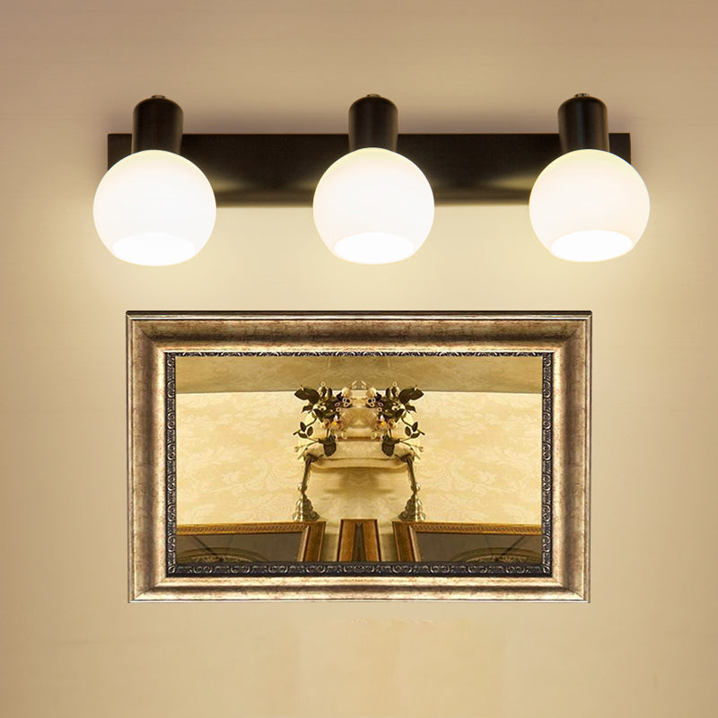 Sikunuo | Multi Globe Opal Glass Wall Lamp Modern 3-Light Bathroom Sconces Light in Black/White
