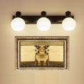 Sikunuo | Multi Globe Opal Glass Wall Lamp Modern 3-Light Bathroom Sconces Light in Black/White