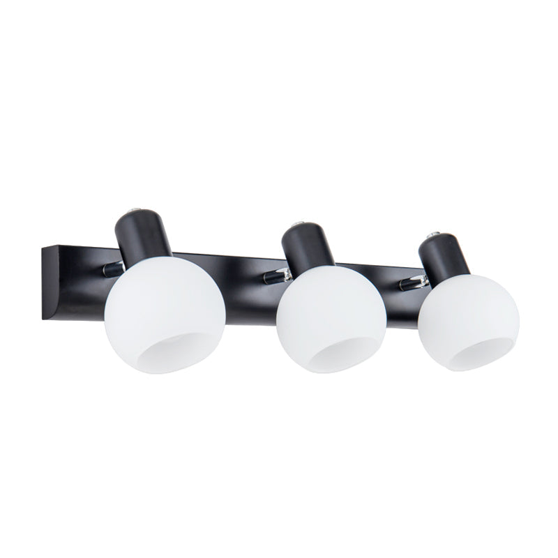 Sikunuo | Multi Globe Opal Glass Wall Lamp Modern 3-Light Bathroom Sconces Light in Black/White