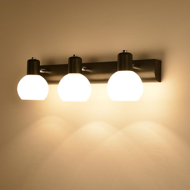 Sikunuo | Multi Globe Opal Glass Wall Lamp Modern 3-Light Bathroom Sconces Light in Black/White