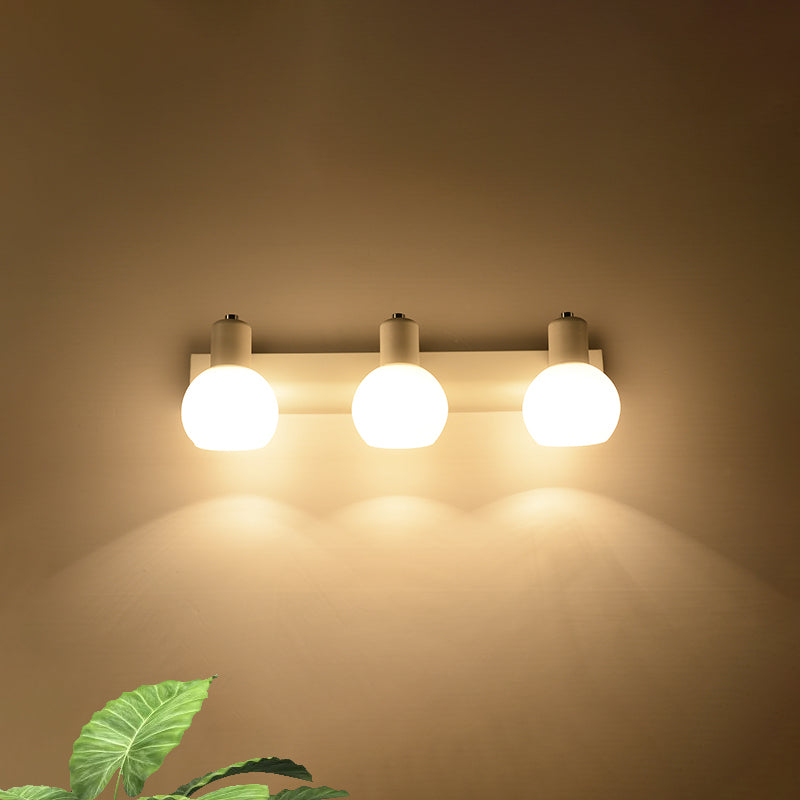 Sikunuo | Multi Globe Opal Glass Wall Lamp Modern 3-Light Bathroom Sconces Light in Black/White