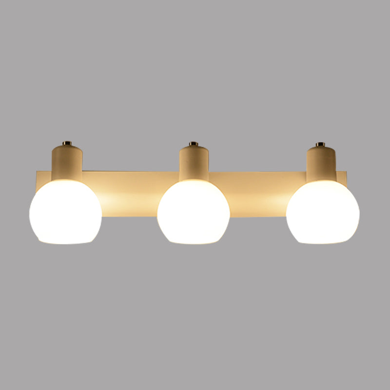Sikunuo | Multi Globe Opal Glass Wall Lamp Modern 3-Light Bathroom Sconces Light in Black/White