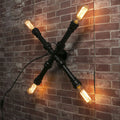 Sikunuo | 4 bulbs X-shaped wall lighting with water pipe industrial black finish wrought iron wall lamp