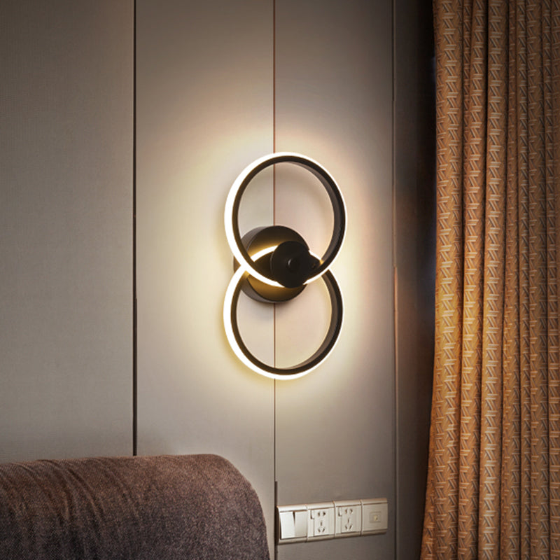 Sikunuo | Ring Flush Mount Wall Lamp Minimalistic Acrylic Black/White LED Wall Lighting Ideas in Warm/White Light