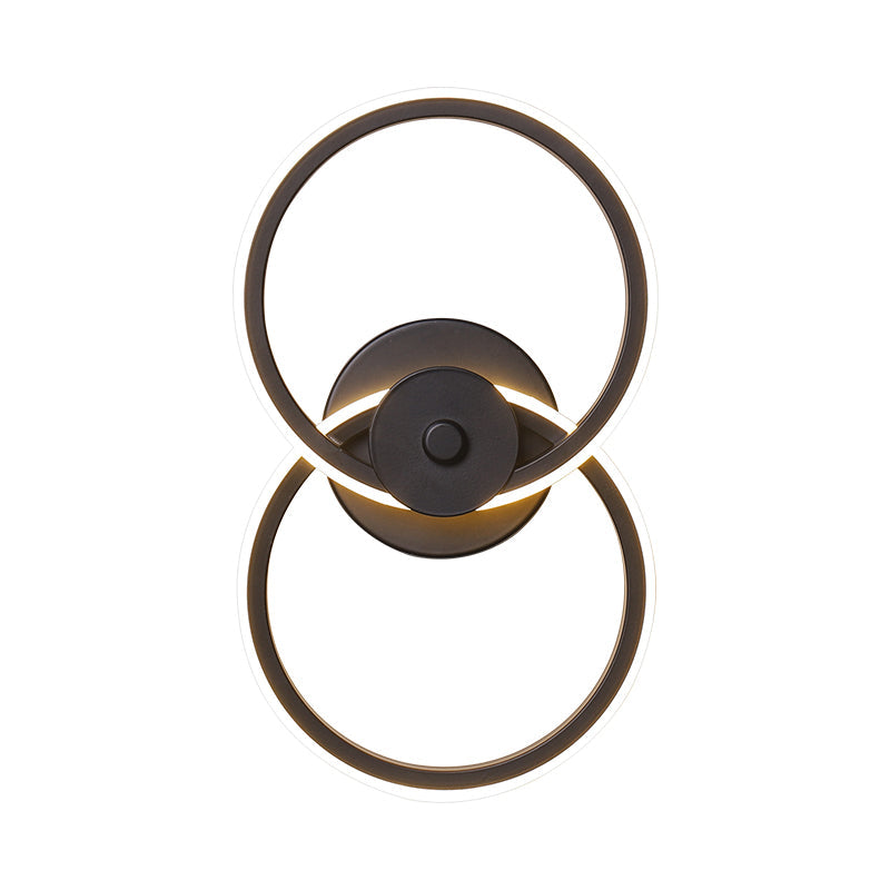 Sikunuo | Ring Flush Mount Wall Lamp Minimalistic Acrylic Black/White LED Wall Lighting Ideas in Warm/White Light