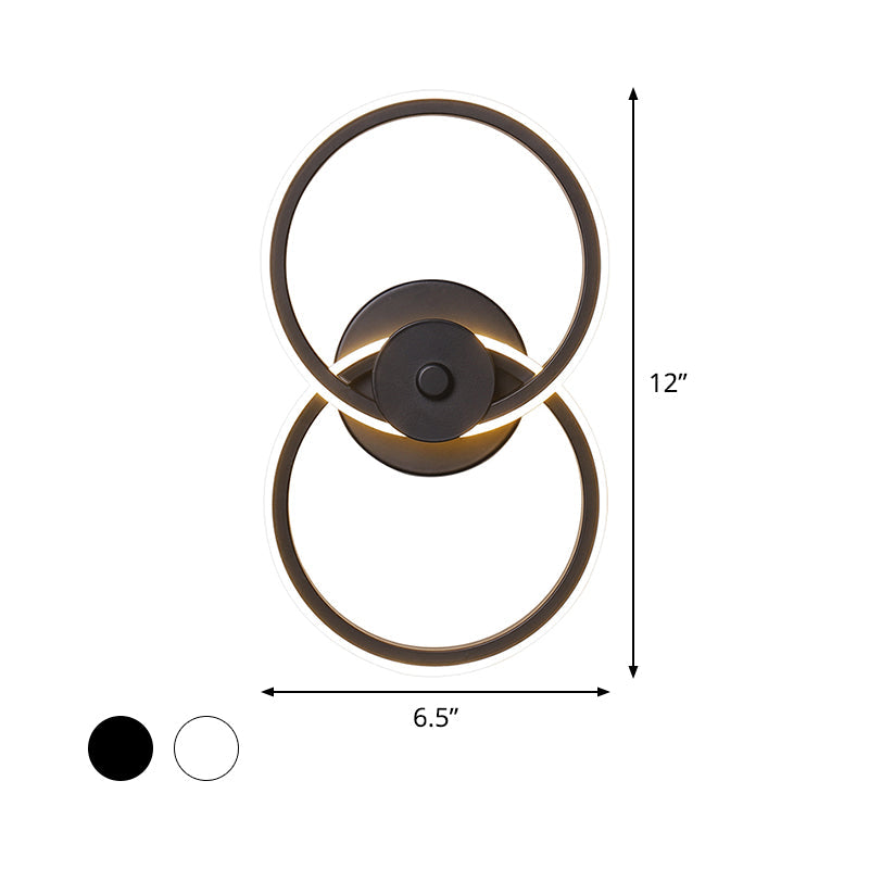 Sikunuo | Ring Flush Mount Wall Lamp Minimalistic Acrylic Black/White LED Wall Lighting Ideas in Warm/White Light