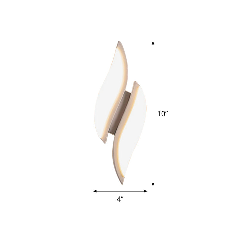 Sikunuo | Leaf Small LED Wall Light Simplicity Acrylic White Wall Mount Lighting in Warm/White Light