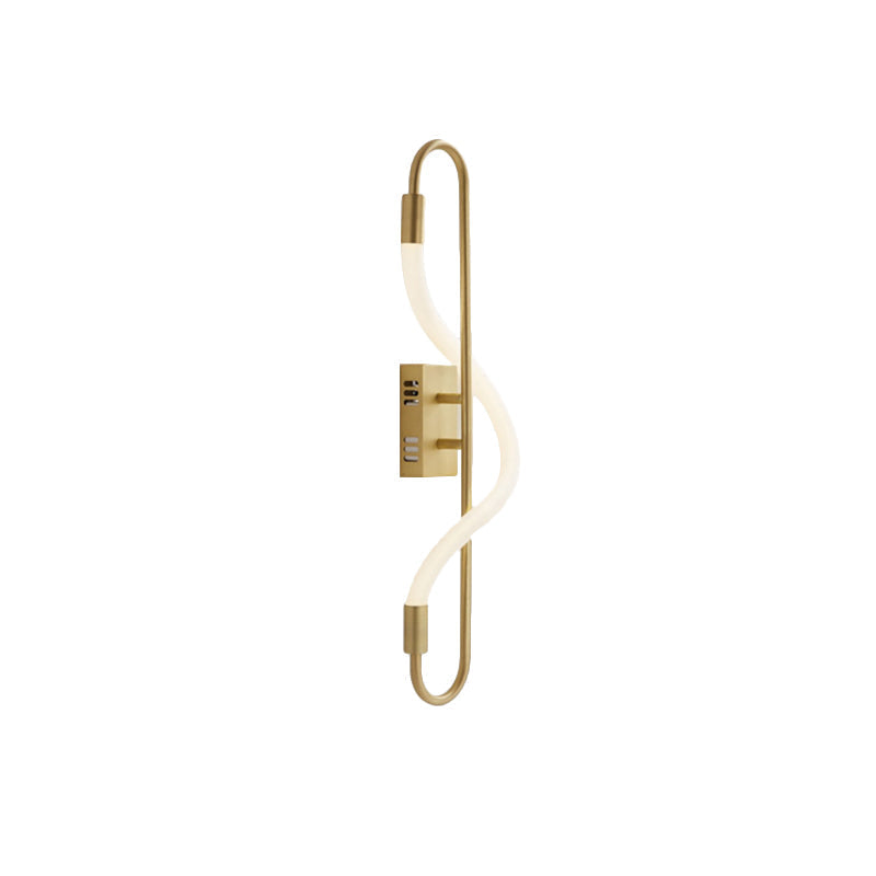 Sikunuo | Simple LED wall lighting ideas Gold finish rectangular wall light with tube acrylic diffuser