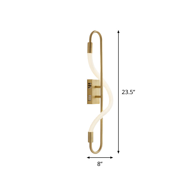Sikunuo | Simple LED wall lighting ideas Gold finish rectangular wall light with tube acrylic diffuser