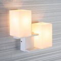 Sikunuo | Opal Frosted Glass Rectangle Wall Light Nordic Style 2 Lamps White/Black Wall Mounted Light Fixture